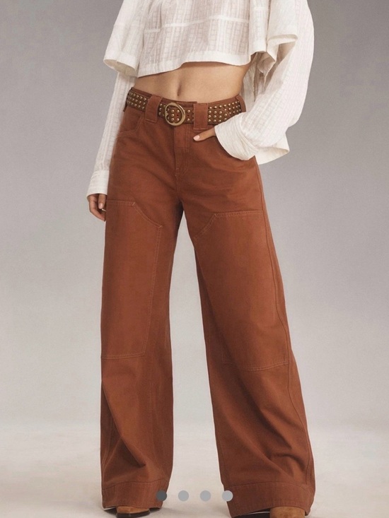 Pilcro Pants - Anthropologie Pilcro Puddle Curve Wide Leg Pants Brown Sz 31 Baggy Slouchy